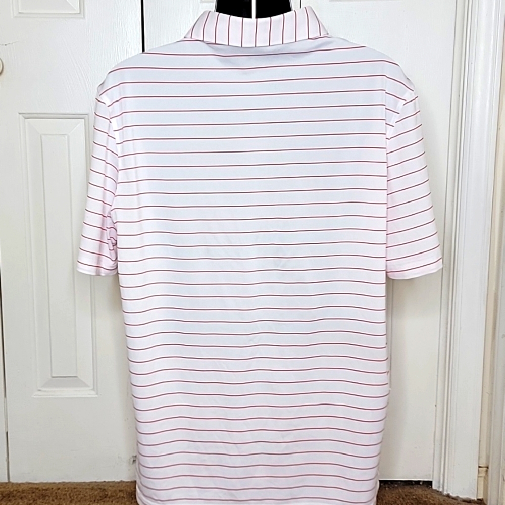 Fennec Golf Polo Shirt Size Large White with Red Stripe Logo Embossed OC - Picture 6 of 8